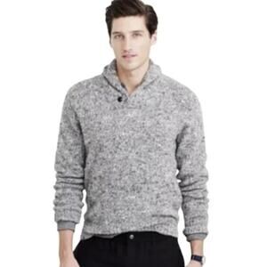 J. Crew Wool Alpaca Shawl Collar Marled Gray Brown Knit Sweater Men Size Medium